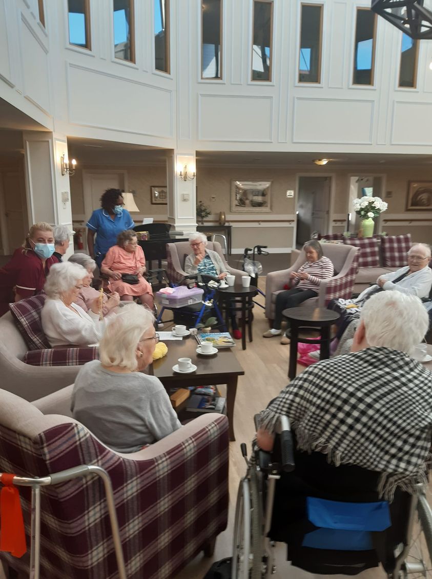 Residents Knitting and Chatting